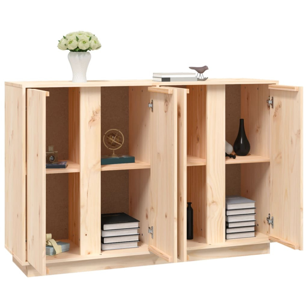 Produktbild för Skänk vit 120x35x80 cm massiv furu