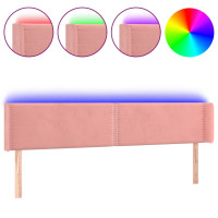 Produktbild för Sänggavel LED rosa 163x16x78/88 cm sammet