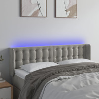Miniatyr av produktbild för Sänggavel LED ljusgrå 147x16x78/88 cm sammet