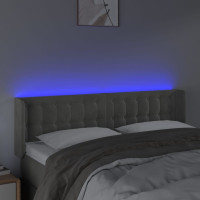 Miniatyr av produktbild för Sänggavel LED ljusgrå 147x16x78/88 cm sammet