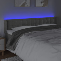 Produktbild för Sänggavel LED ljusgrå 163x16x78/88 cm sammet