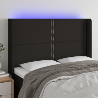 Produktbild för Sänggavel LED svart 147x16x118/128 cm tyg