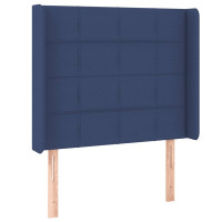 Produktbild för Sänggavel LED blå 83x16x118/128 cm tyg