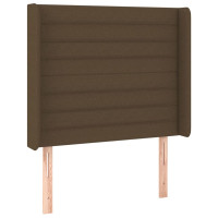 Produktbild för Sänggavel LED mörkbrun 93x16x118/128 cm tyg