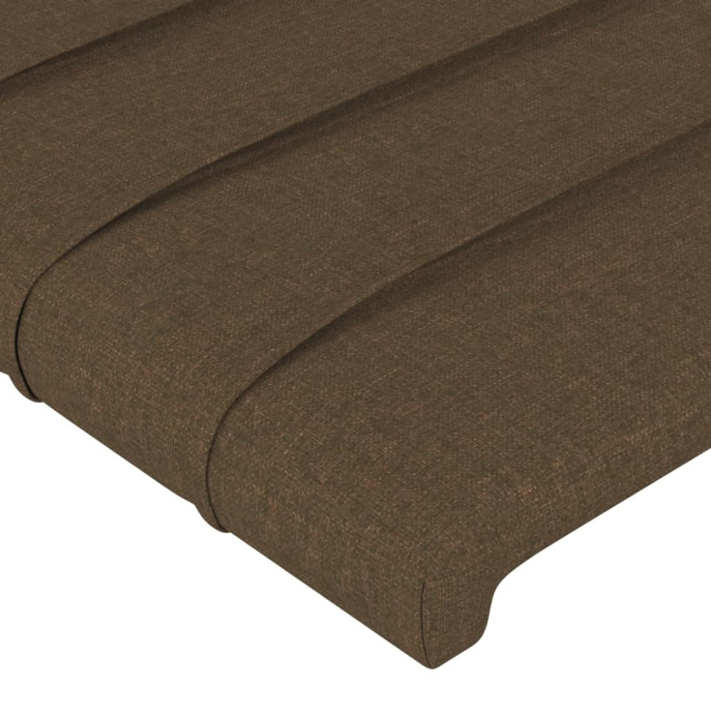 Produktbild för Sänggavel LED mörkbrun 93x16x118/128 cm tyg