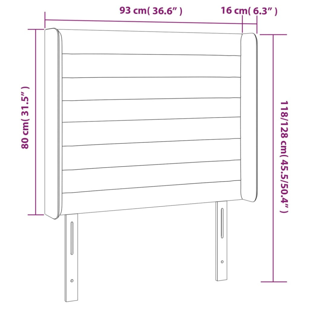 Produktbild för Sänggavel LED mörkbrun 93x16x118/128 cm tyg