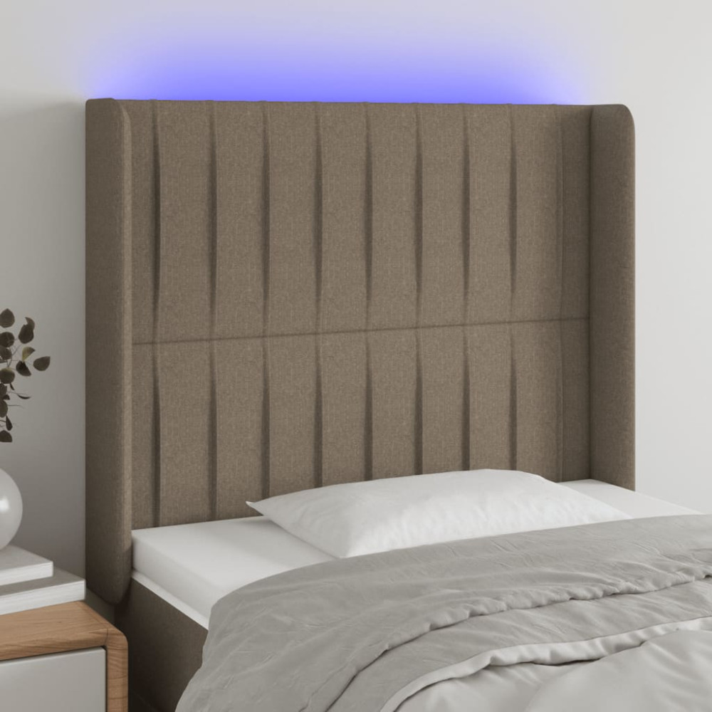 Produktbild för Sänggavel LED taupe 103x16x118/128 cm tyg
