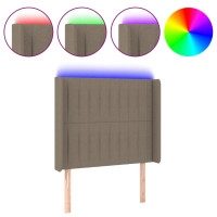 Produktbild för Sänggavel LED taupe 103x16x118/128 cm tyg