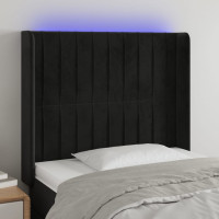 Produktbild för Sänggavel LED svart 103x16x118/128 cm sammet