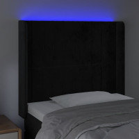 Produktbild för Sänggavel LED svart 103x16x118/128 cm sammet
