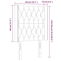 Produktbild för Sänggavel LED gräddvit 83x16x118/128 cm tyg