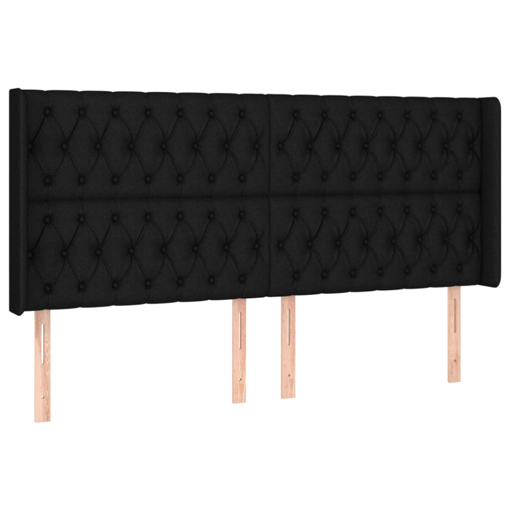 Produktbild för Sänggavel LED svart 203x16x118/128 cm tyg