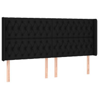 Produktbild för Sänggavel LED svart 203x16x118/128 cm tyg