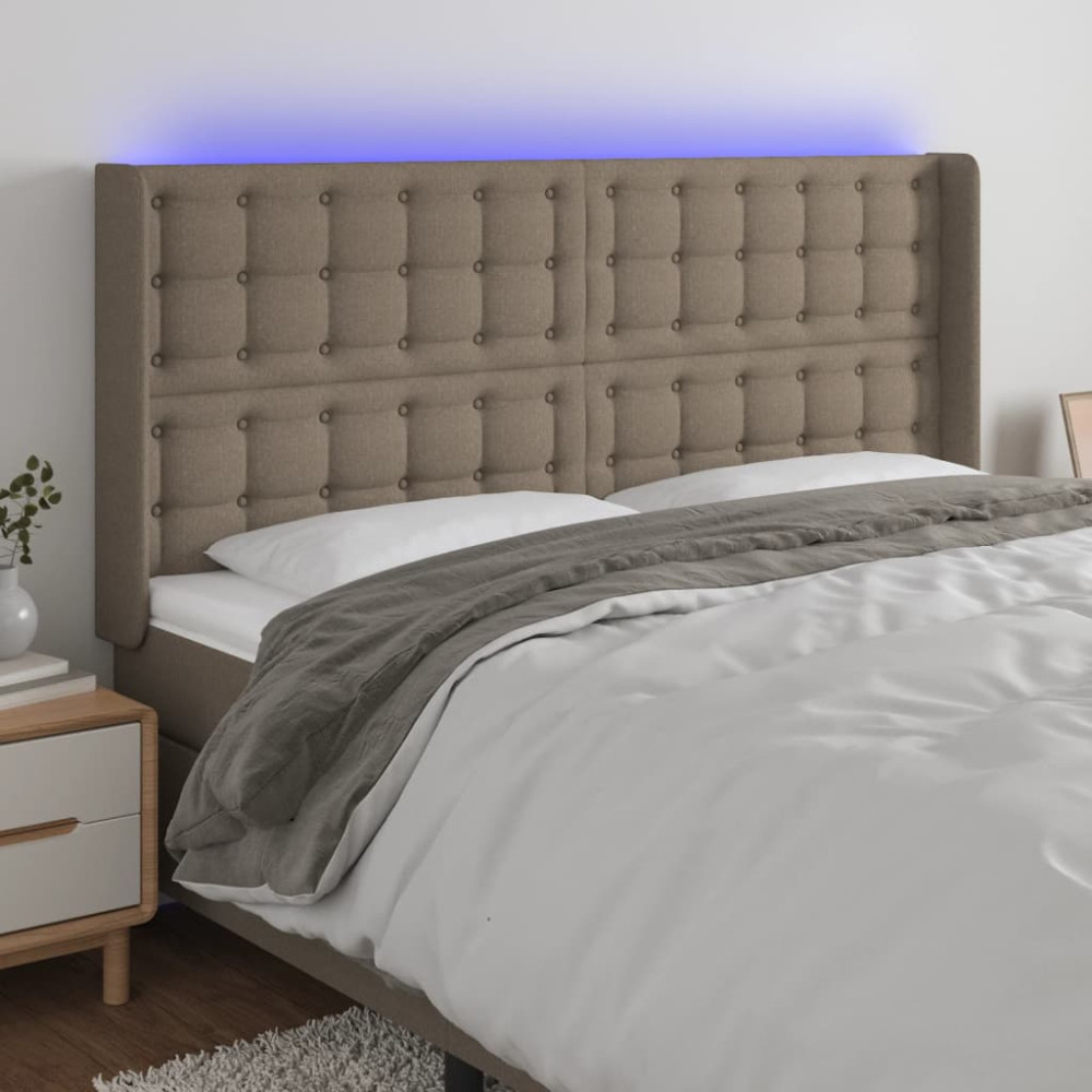 Produktbild för Sänggavel LED taupe 163x16x118/128 cm tyg