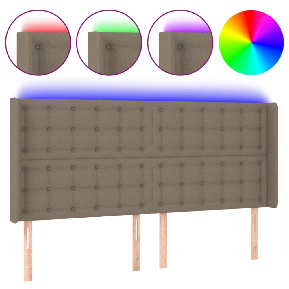 Produktbild för Sänggavel LED taupe 163x16x118/128 cm tyg