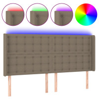 Produktbild för Sänggavel LED taupe 163x16x118/128 cm tyg