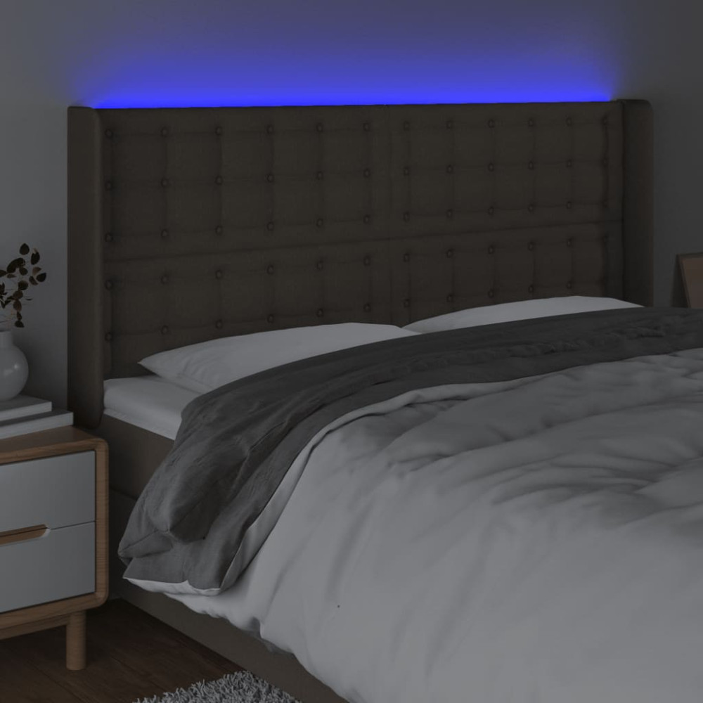 Produktbild för Sänggavel LED taupe 163x16x118/128 cm tyg