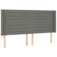 Produktbild för Sänggavel LED mörkgrå 163x16x118/128 cm tyg