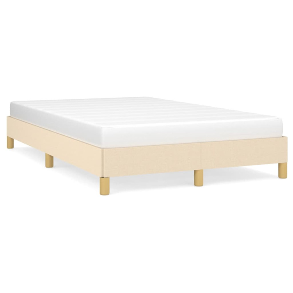 Produktbild för Sängram utan madrass gräddvit 120x200 cm tyg