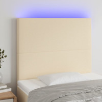 Produktbild för Sänggavel LED gräddvit 80x5x118/128 cm tyg