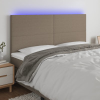 Produktbild för Sänggavel LED taupe 160x5x118/128 cm tyg