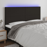 Produktbild för Sänggavel LED svart 200x5x118/128 cm tyg