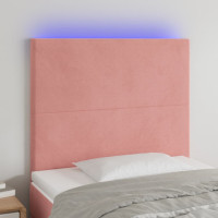 Produktbild för Sänggavel LED rosa 90x5x118/128 cm sammet