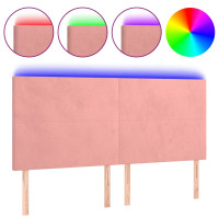 Produktbild för Sänggavel LED rosa 180x5x118/128 cm sammet