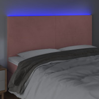 Produktbild för Sänggavel LED rosa 180x5x118/128 cm sammet
