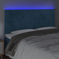 Produktbild för Sänggavel LED mörkblå 200x5x118/128 cm sammet