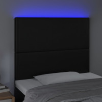 Produktbild för Sänggavel LED svart 90x5x118/128 cm konstläder