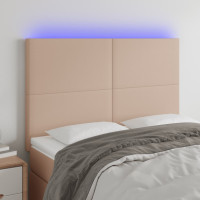 Produktbild för Sänggavel LED cappuccino 144x5x118/128 cm konstläder