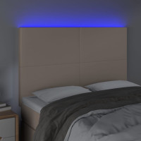 Produktbild för Sänggavel LED cappuccino 144x5x118/128 cm konstläder