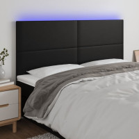 Produktbild för Sänggavel LED svart 160x5x118/128 cm konstläder