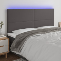 Produktbild för Sänggavel LED grå 160x5x118/128 cm konstläder