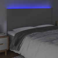 Produktbild för Sänggavel LED grå 160x5x118/128 cm konstläder