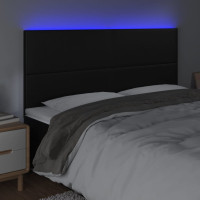 Produktbild för Sänggavel LED svart 180x5x118/128 cm konstläder