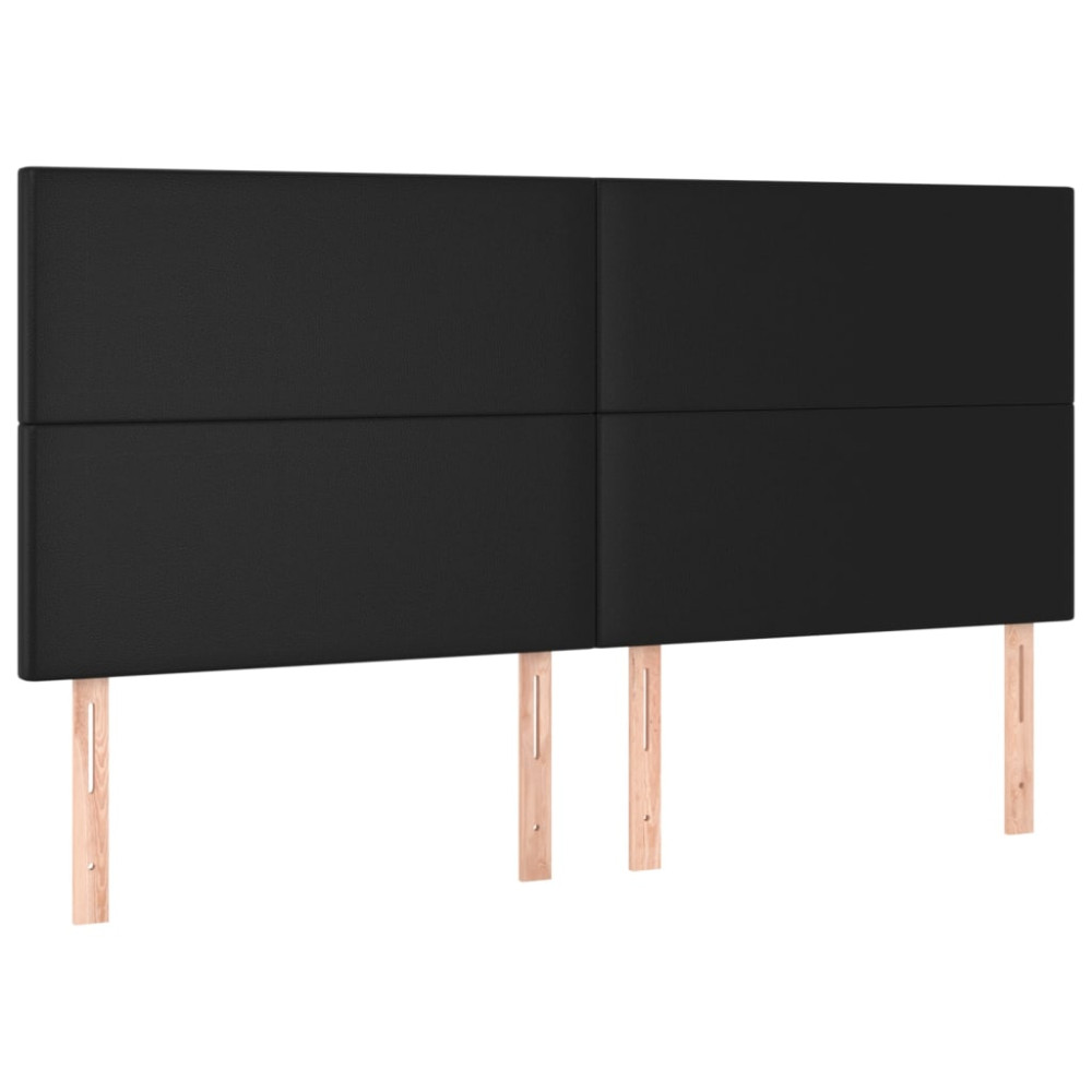 Produktbild för Sänggavel LED svart 180x5x118/128 cm konstläder
