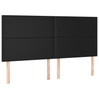 Produktbild för Sänggavel LED svart 180x5x118/128 cm konstläder