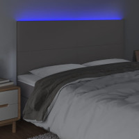 Produktbild för Sänggavel LED grå 200x5x118/128 cm konstläder