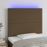 Produktbild för Sänggavel LED mörkbrun 80x5x118/128 cm tyg