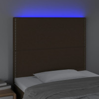 Produktbild för Sänggavel LED mörkbrun 80x5x118/128 cm tyg
