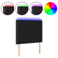 Produktbild för Sänggavel LED svart 90x5x118/128 cm tyg