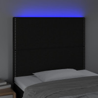 Produktbild för Sänggavel LED svart 90x5x118/128 cm tyg