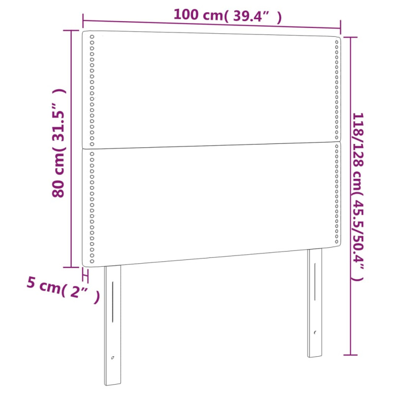 Produktbild för Sänggavel LED taupe 100x5x118/128 cm tyg