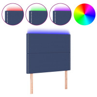 Produktbild för Sänggavel LED blå 100x5x118/128 cm tyg