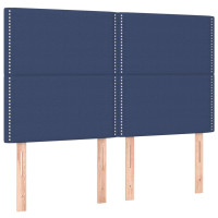 Produktbild för Sänggavel LED blå 144x5x118/128 cm tyg