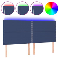 Produktbild för Sänggavel LED blå 200x5x118/128 cm tyg