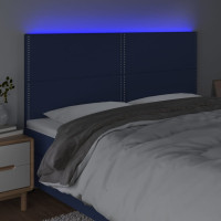 Produktbild för Sänggavel LED blå 200x5x118/128 cm tyg