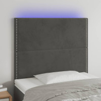 Produktbild för Sänggavel LED mörkgrå 90x5x118/128 cm sammet